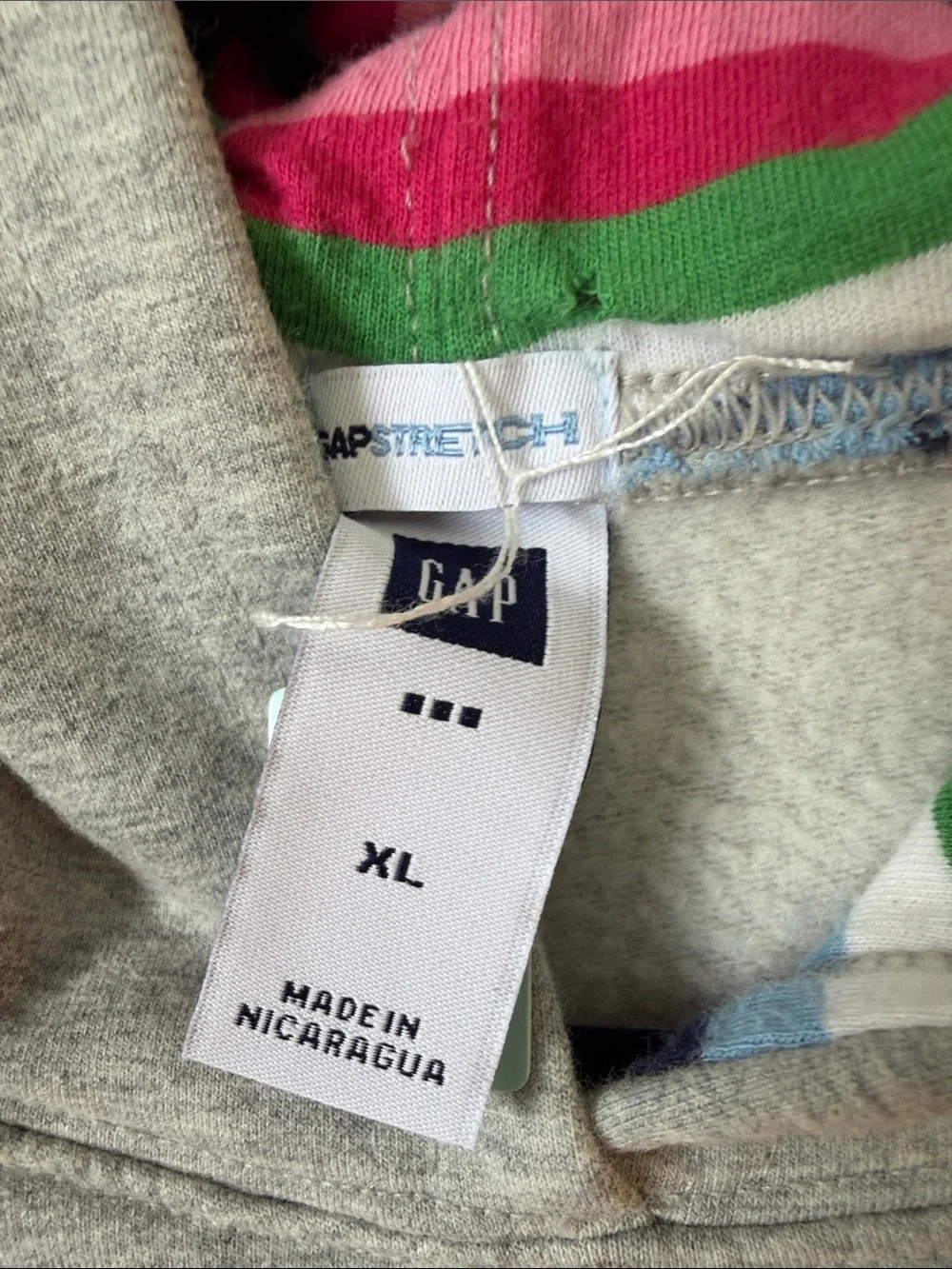 GAP Gray Hoodie with Colorful Striped Hood Lining